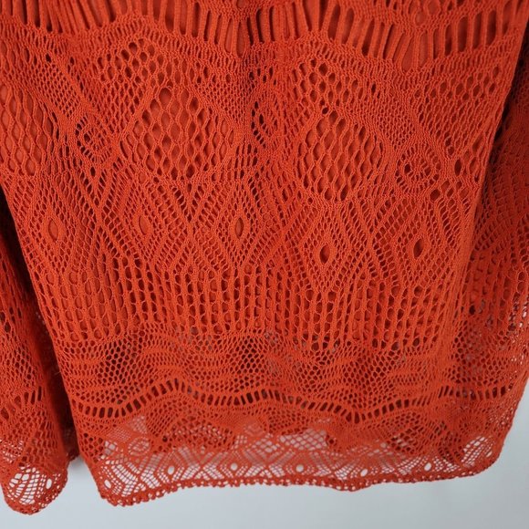 Maurices plus size lace strapless midi dress lined burnt orange - Picture 2 of 5